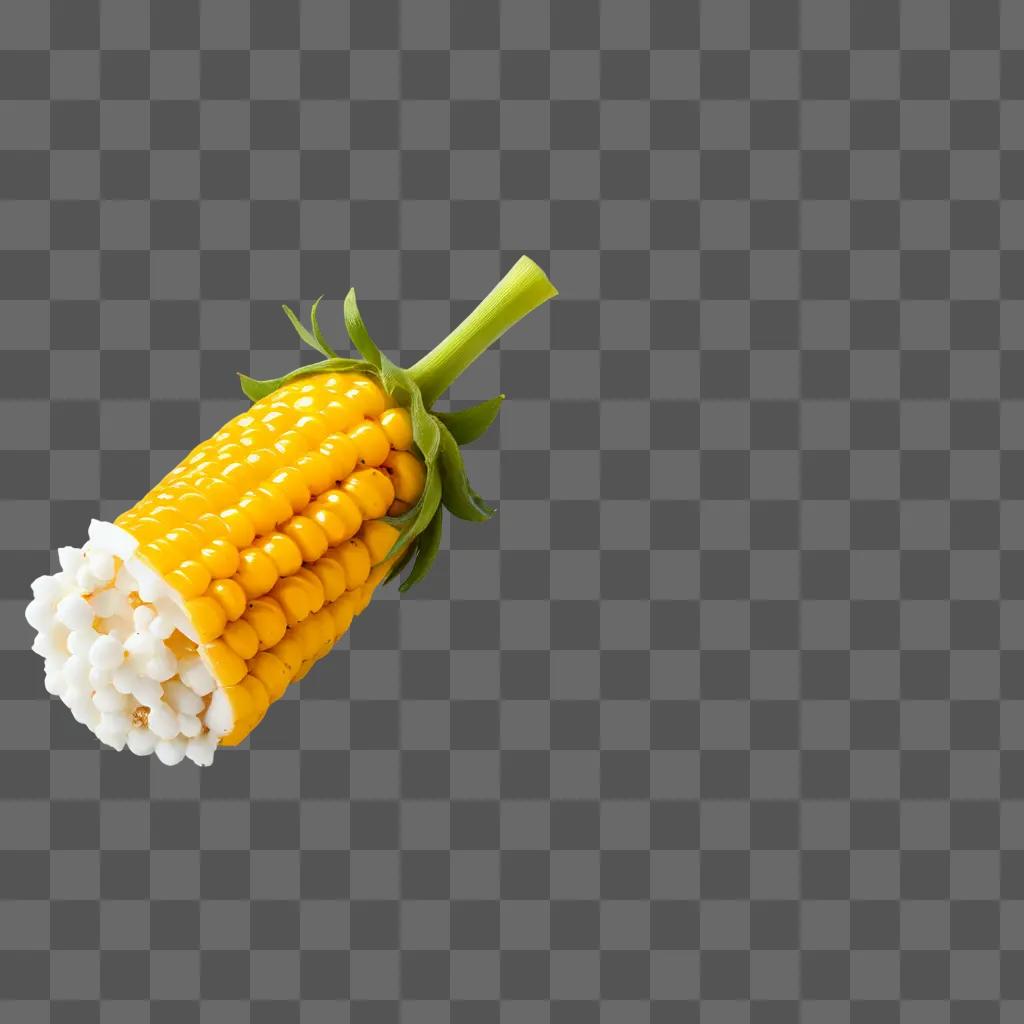 Corn with a green stem on a yellow background