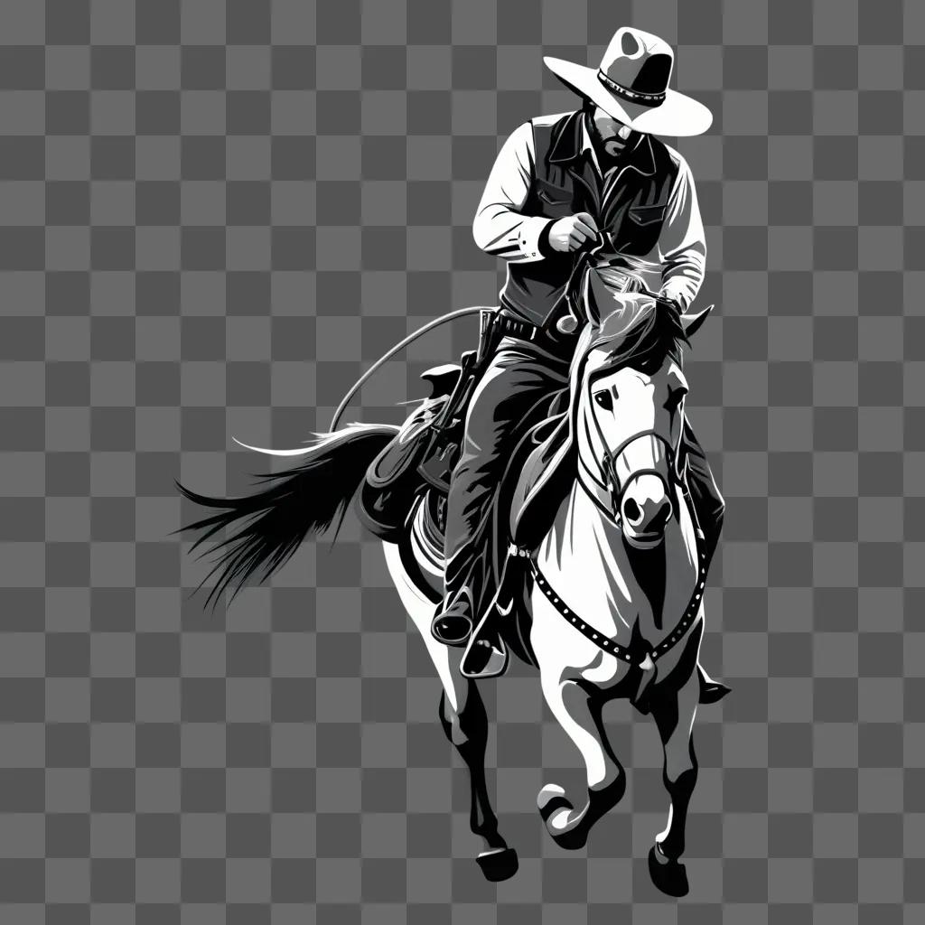 Cowboy on horse in western clipart style