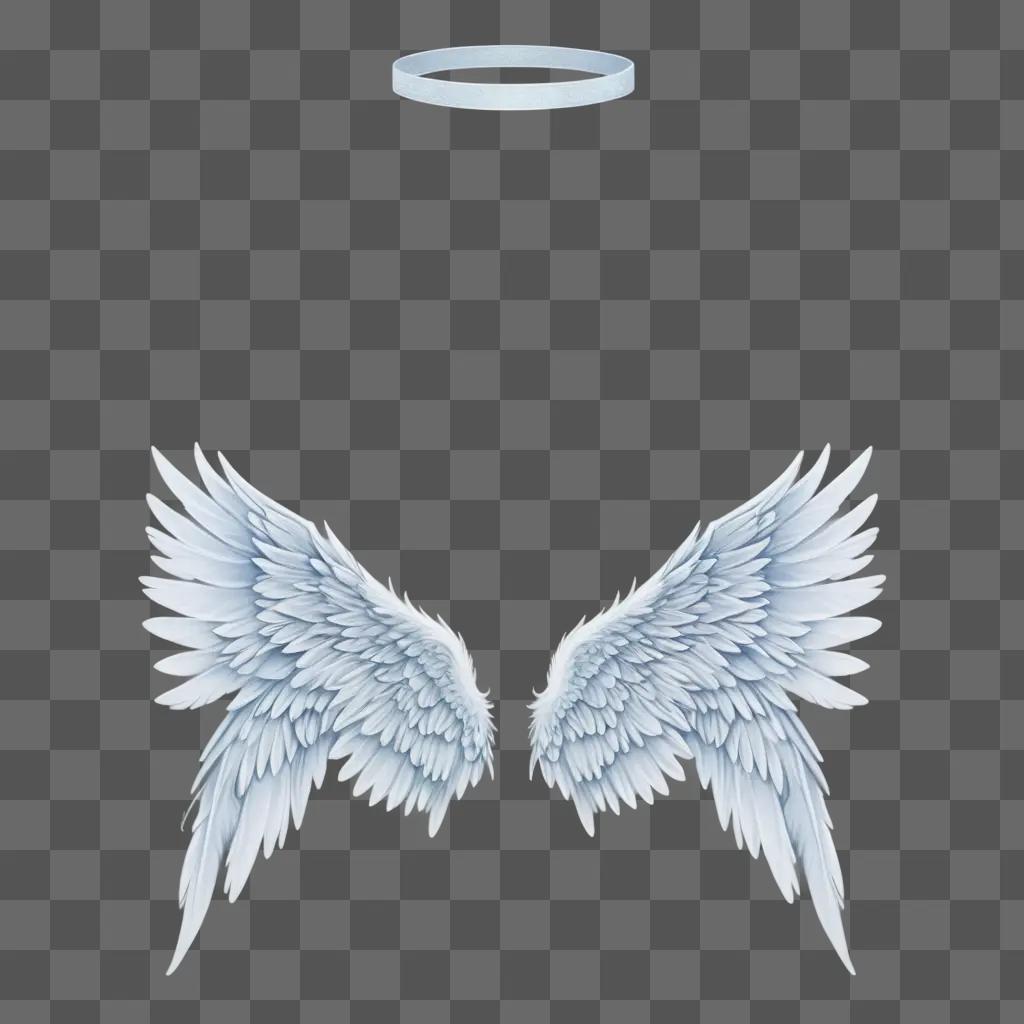 Coy angel wings drawing with halo