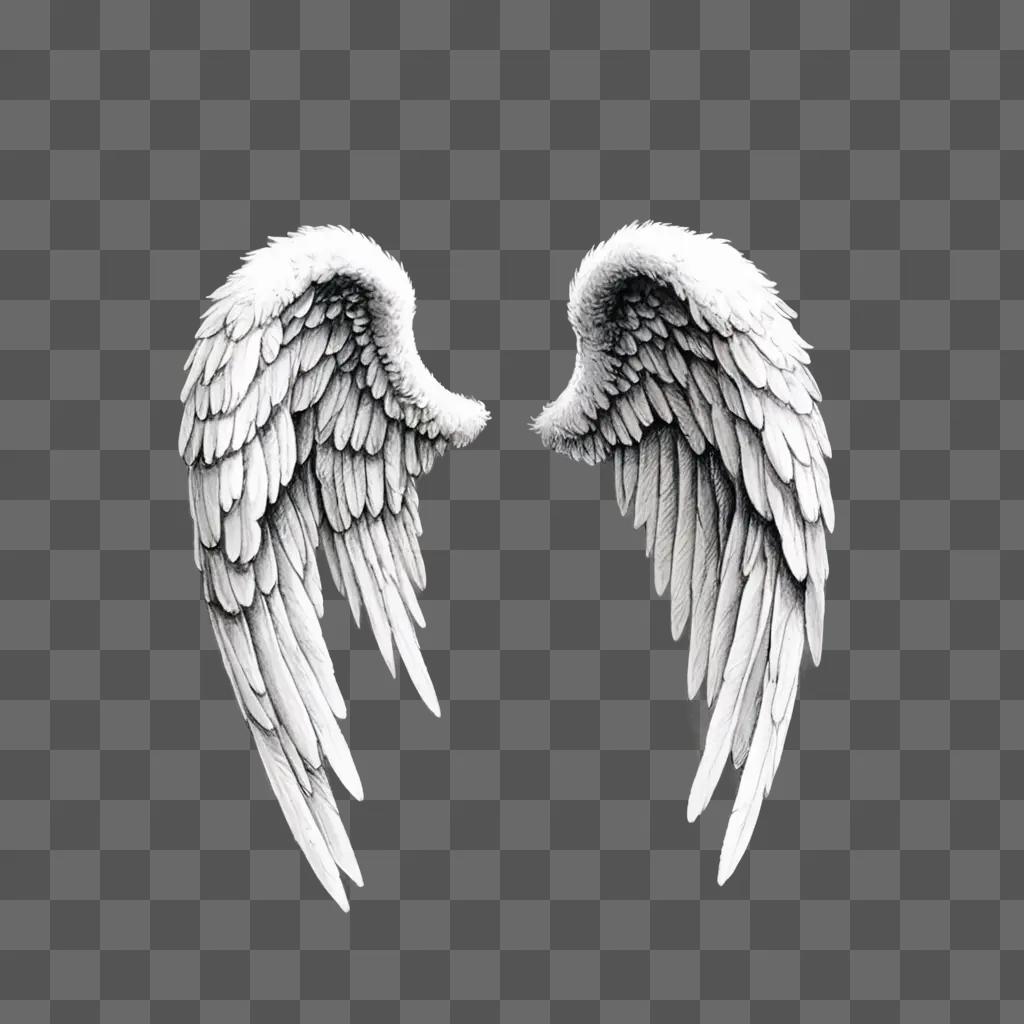 Coy angel wings drawing with white color