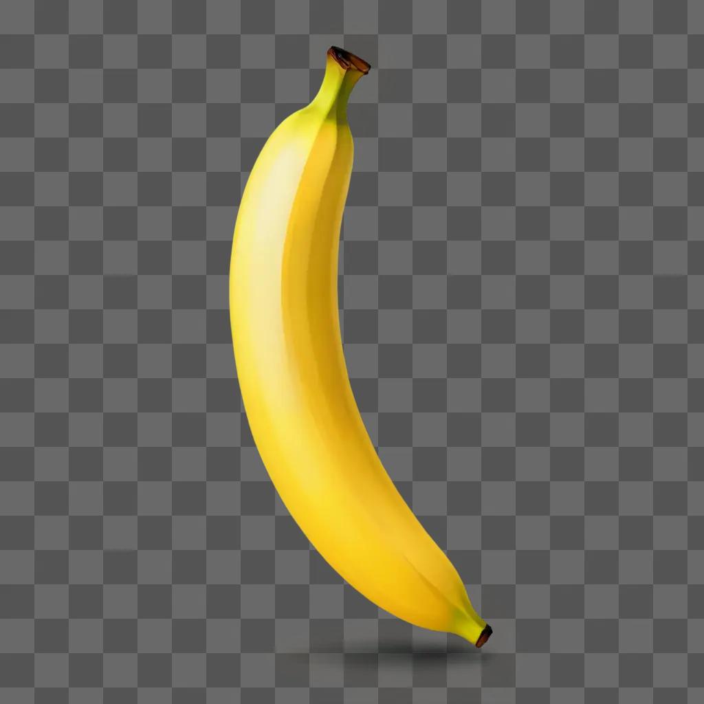 Coy banana drawing on a yellow background