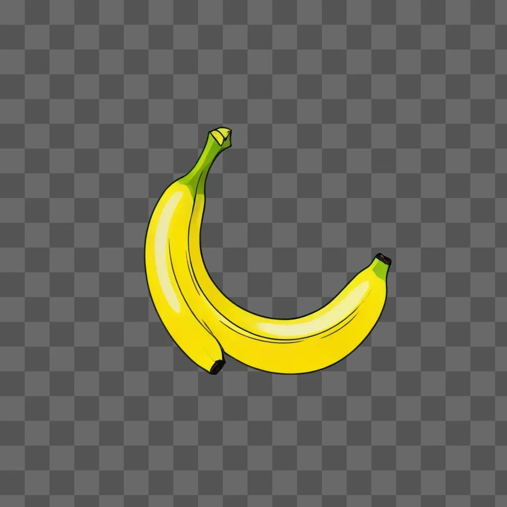 Coy banana drawing on a yellow background