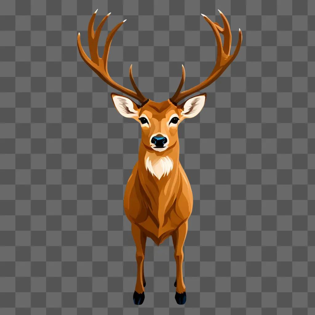 Coy deer drawing in a brown background