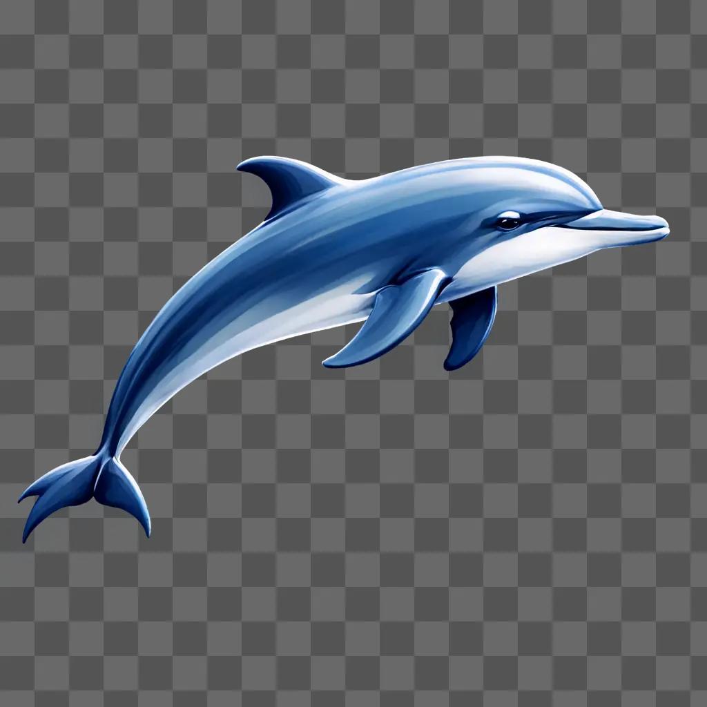 Coy dolphin drawing against blue background