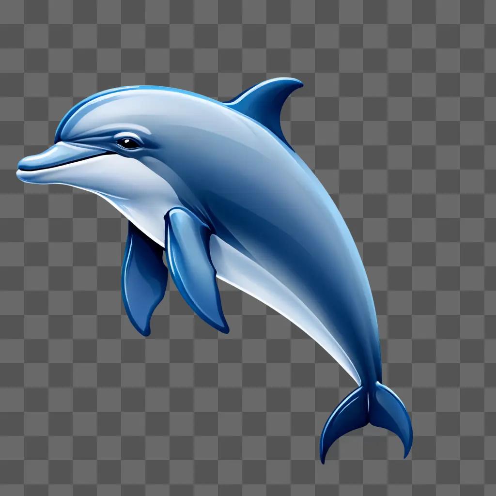 Coy dolphin drawing in a blue background