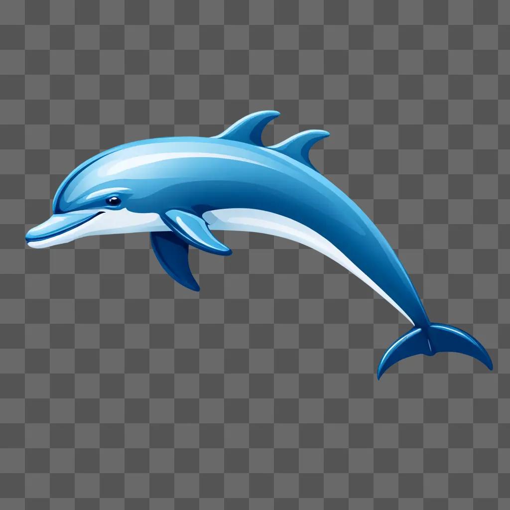 Coy dolphin drawing with blue color background