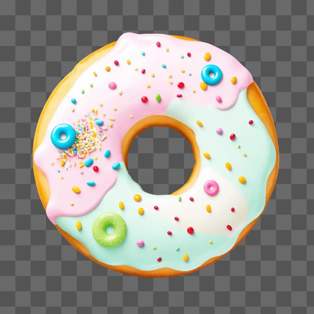 Coy donut drawing with colorful sprinkles and icing