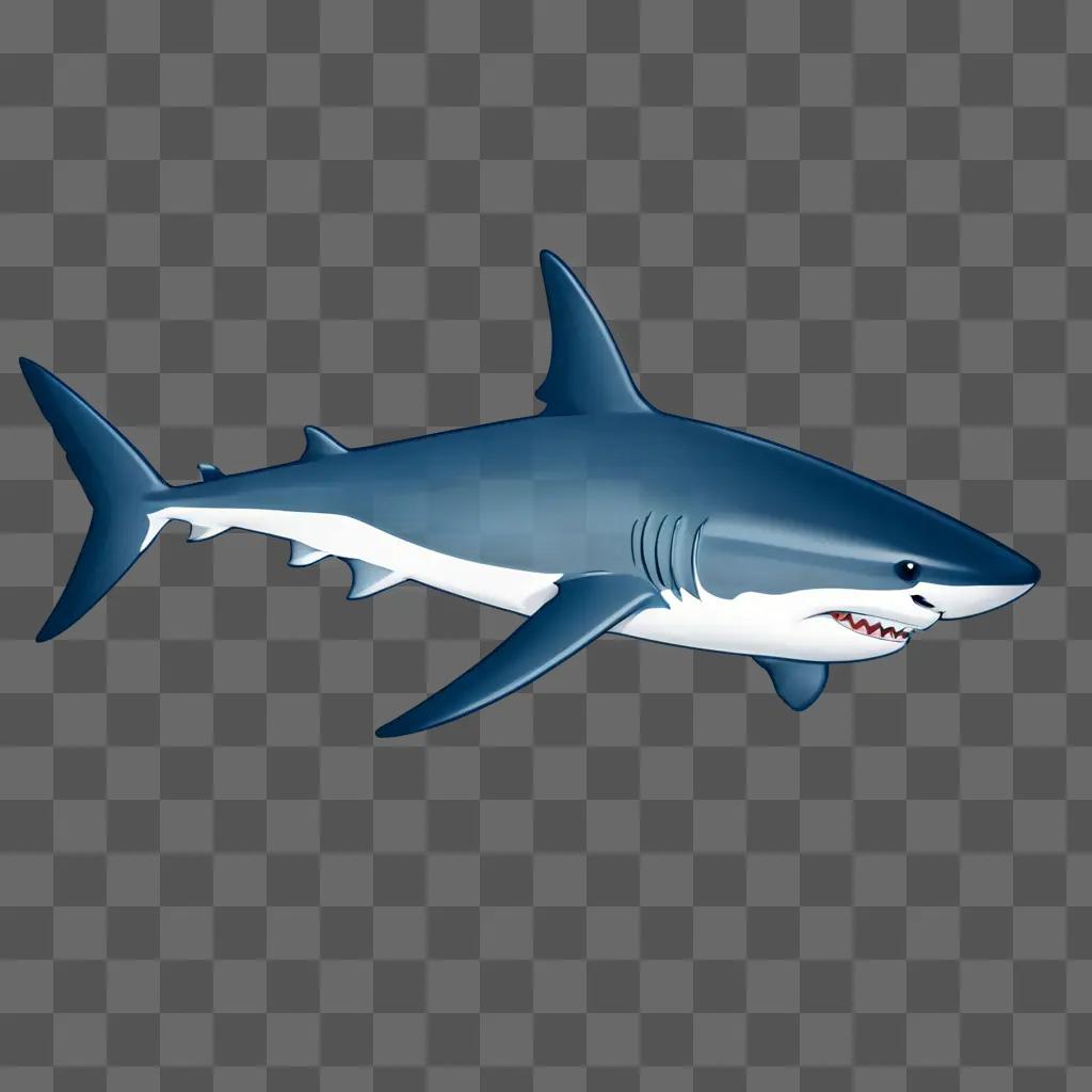 Coy drawing of shark on blue background