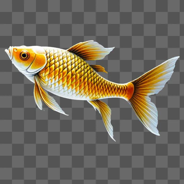 Coy fish drawing on a tan background