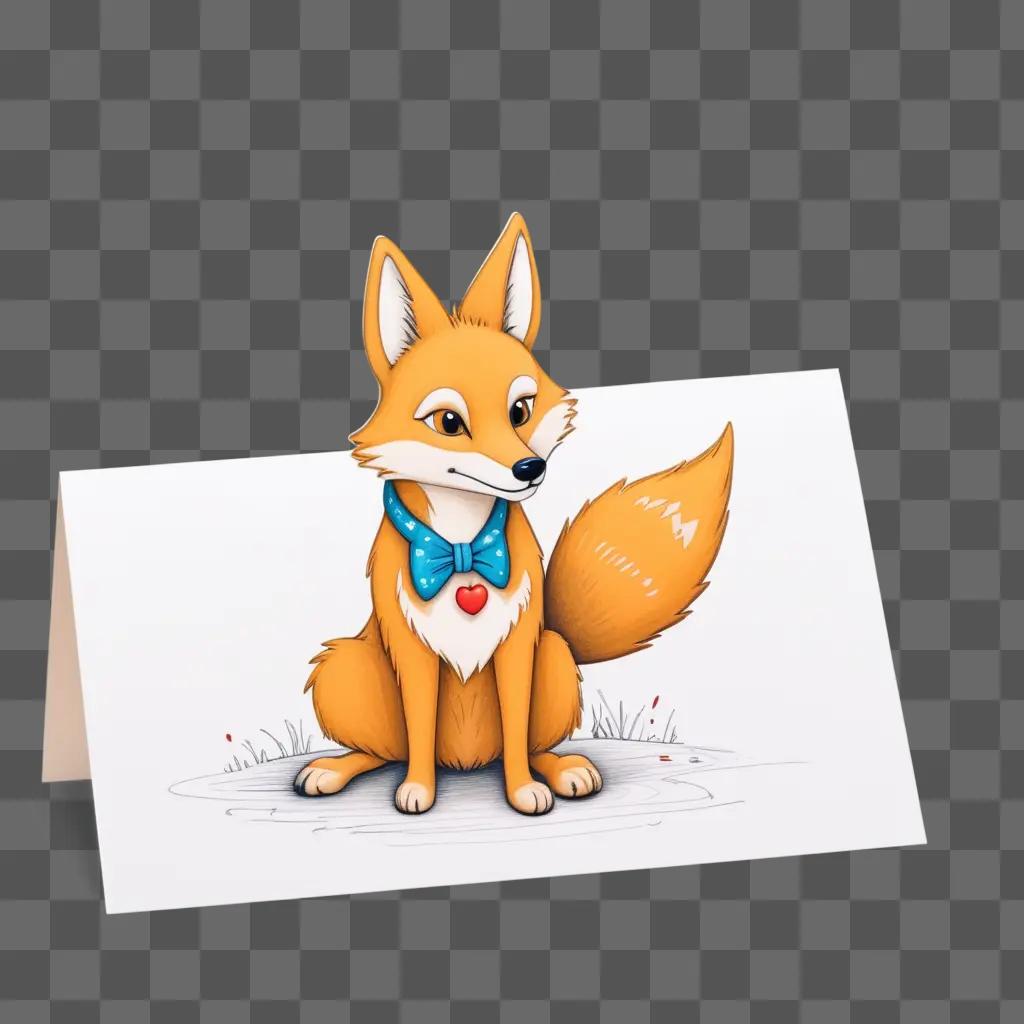 Coy gift drawing, a fox wearing a blue bow-tie