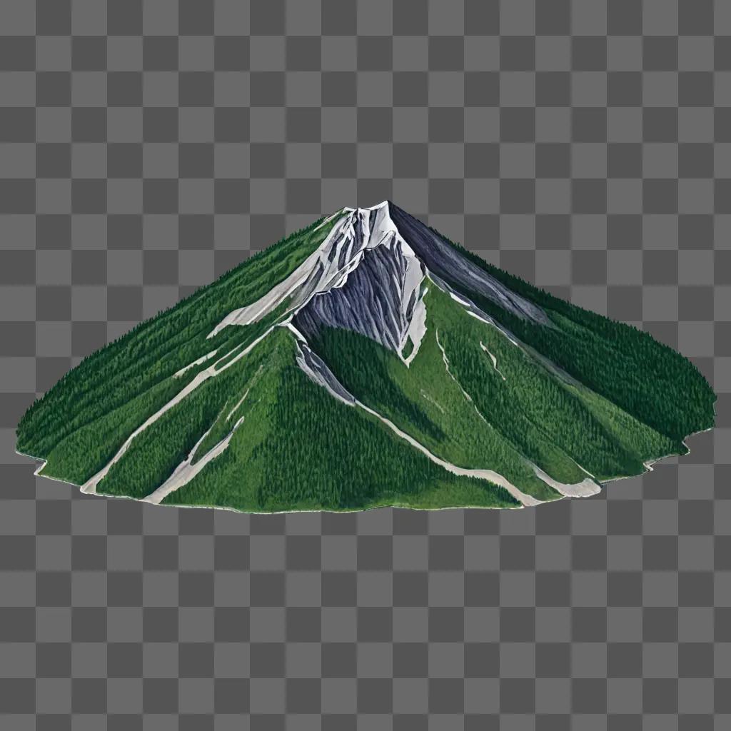 Coy mountain drawing with green color