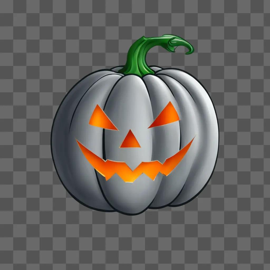 Coy pumpkin drawing on gray background