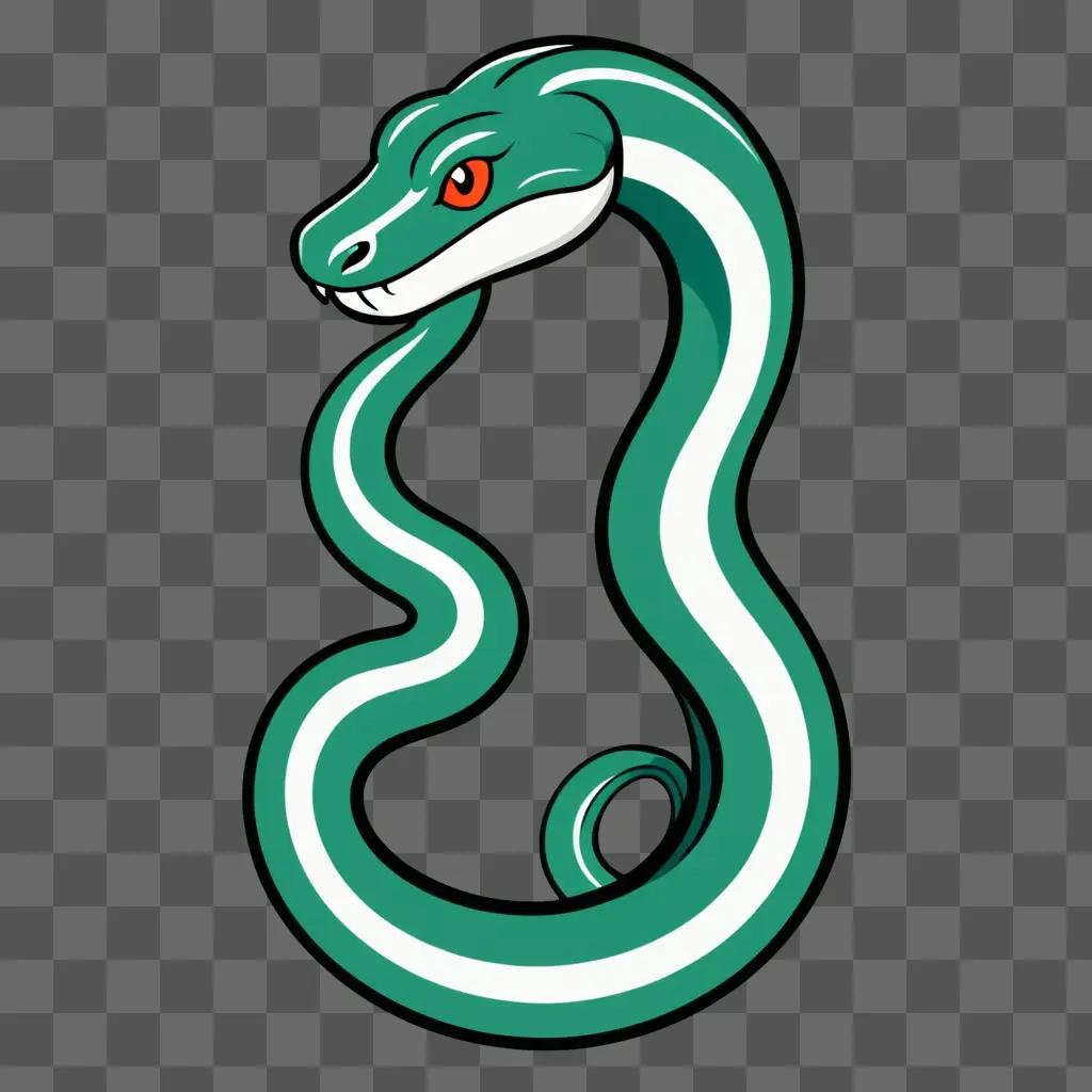 Coy snake drawing on a green background