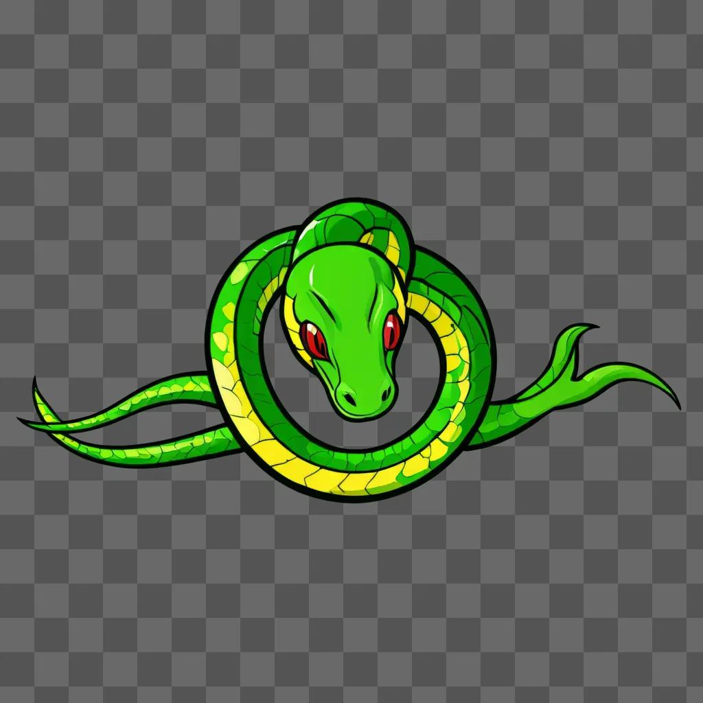 Coy snake drawing on green background