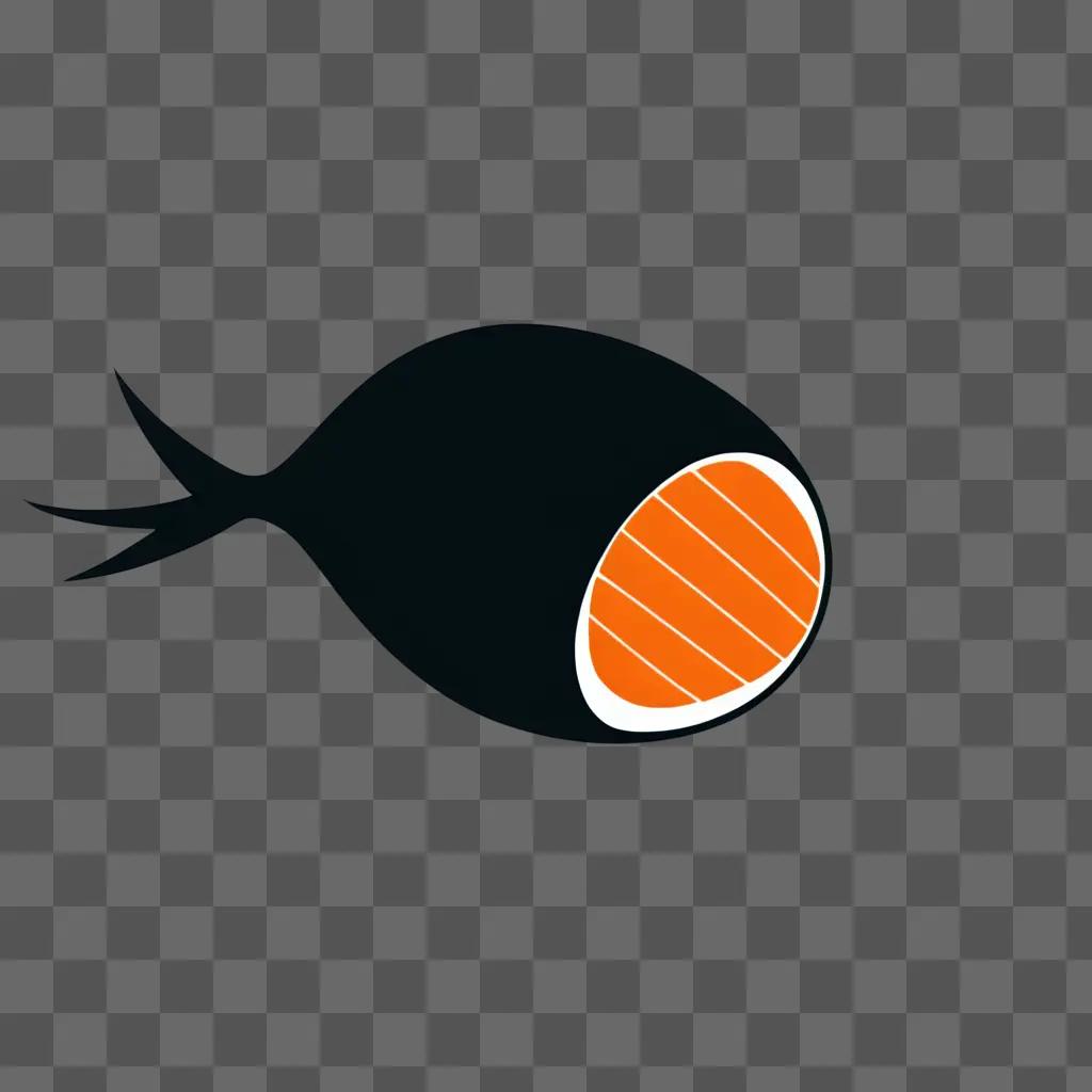 Coy sushi drawing with orange and white lines