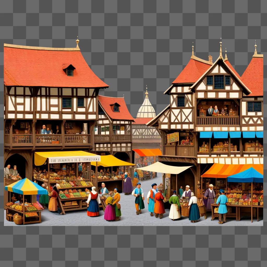 Craft fair in 17th century town square