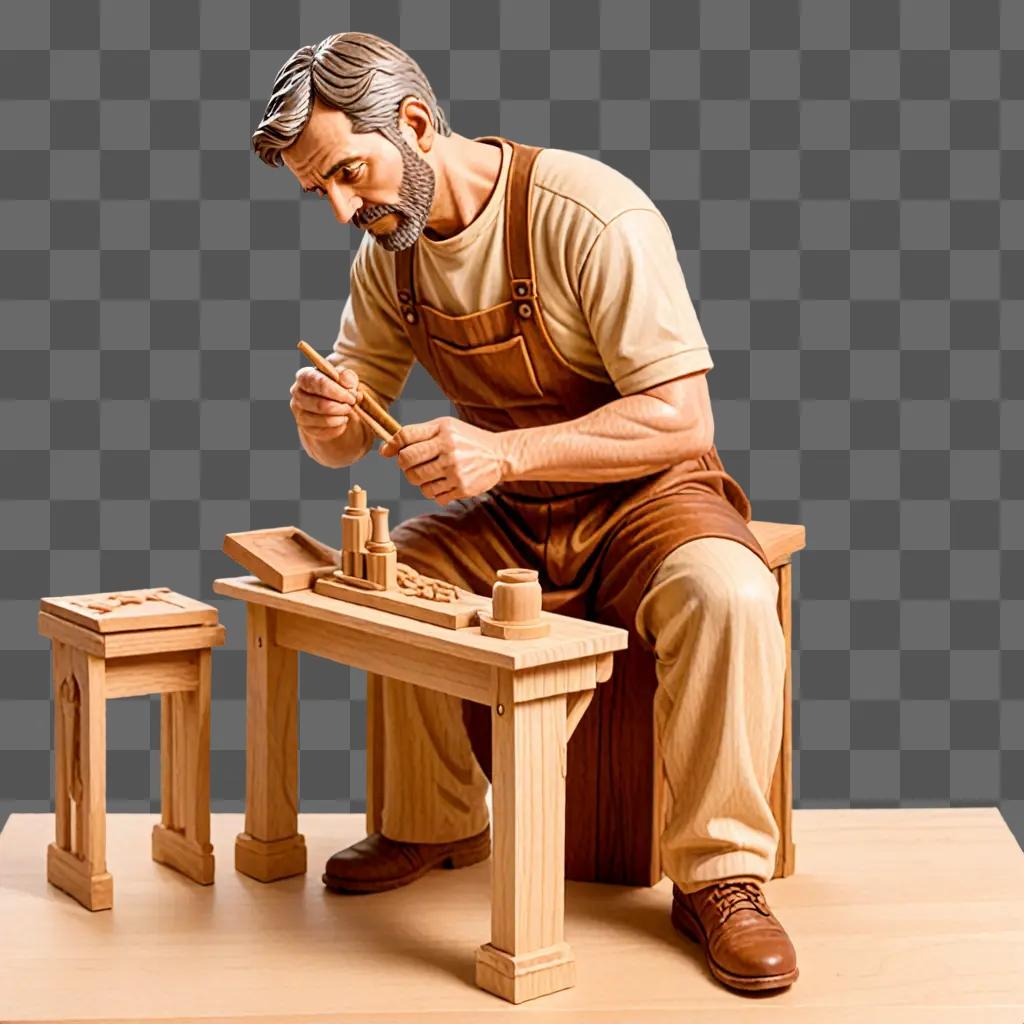 Craftsman working on wooden project