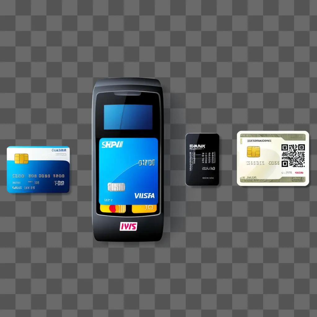 Credit card and smart phone payment methods on display