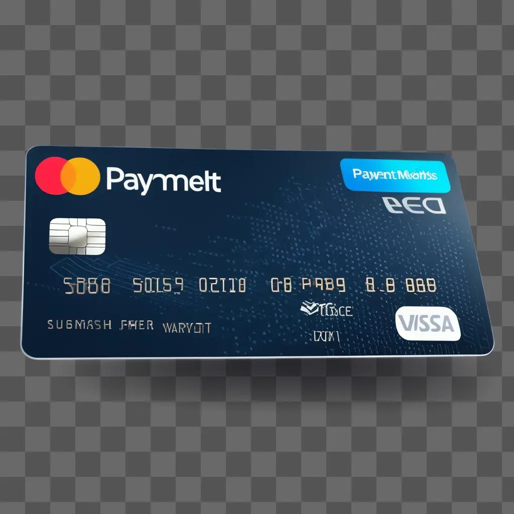 Credit card with payment methods displayed on a blue background