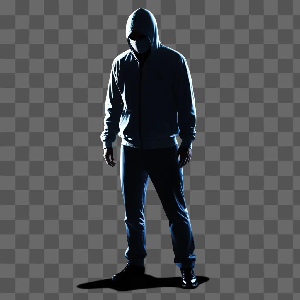 Criminal in black hoodie stares into the dark