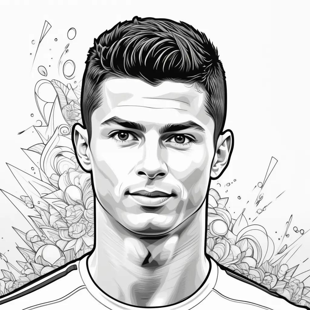 Cristiano Ronaldo coloring page with a white background