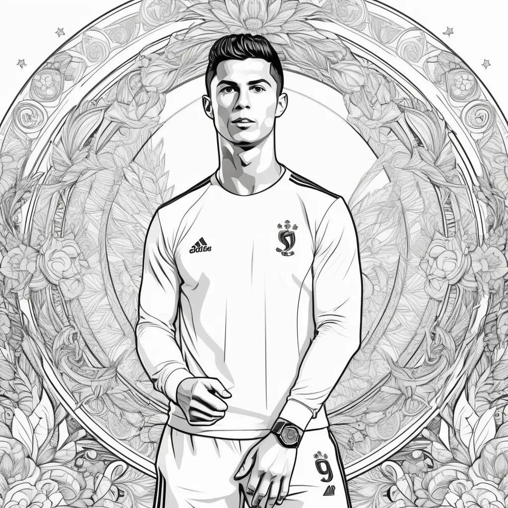 Cristiano Ronaldo coloring pages featuring a man in a white shirt