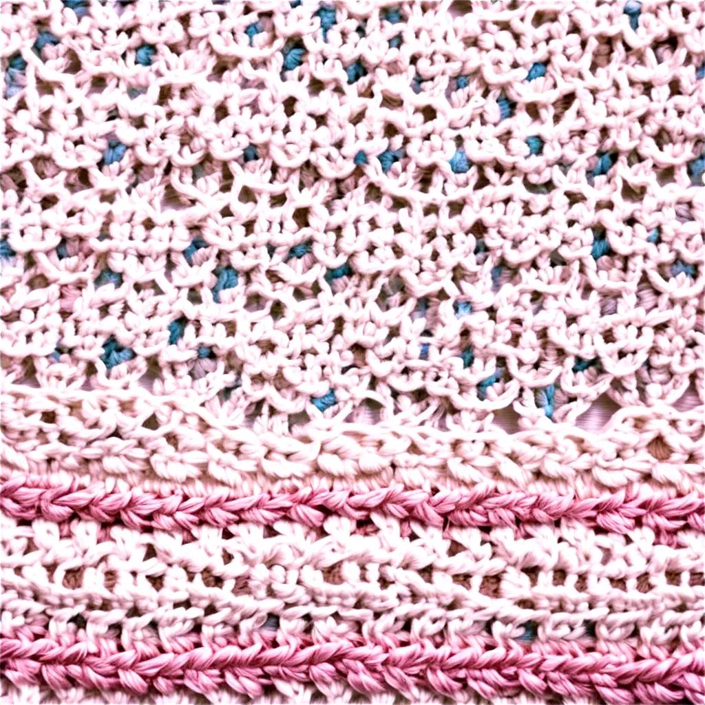 Crochet work with pink and blue thread