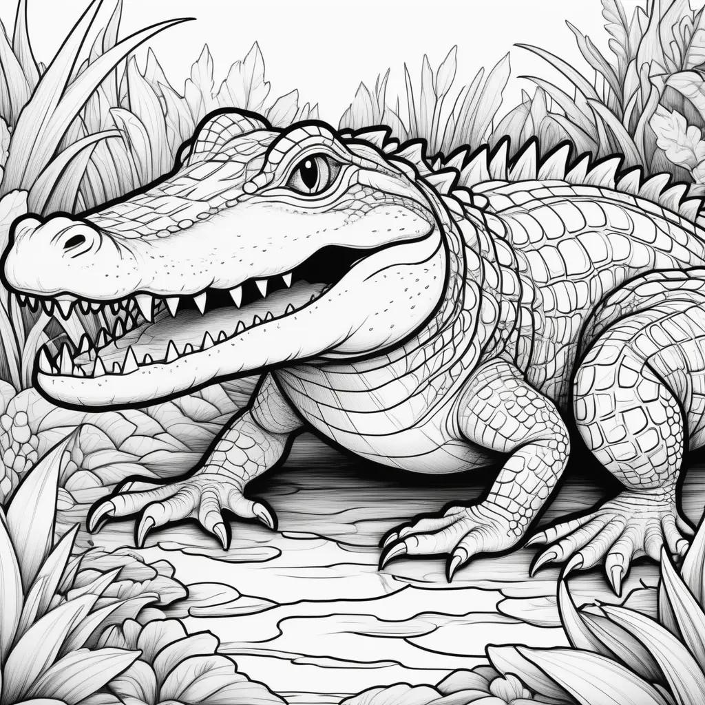 Crocodile Coloring Pages with Black and White Coloring