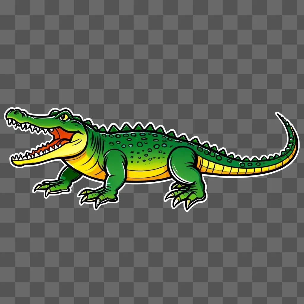 Crocodile clipart on a green background