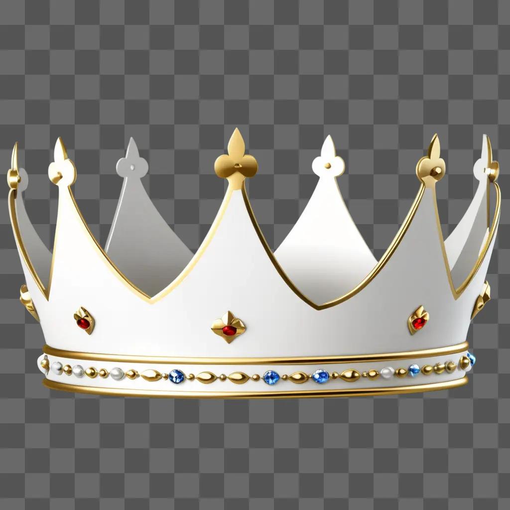 Crown clipart shows a gold and white crown with blue and red jewels