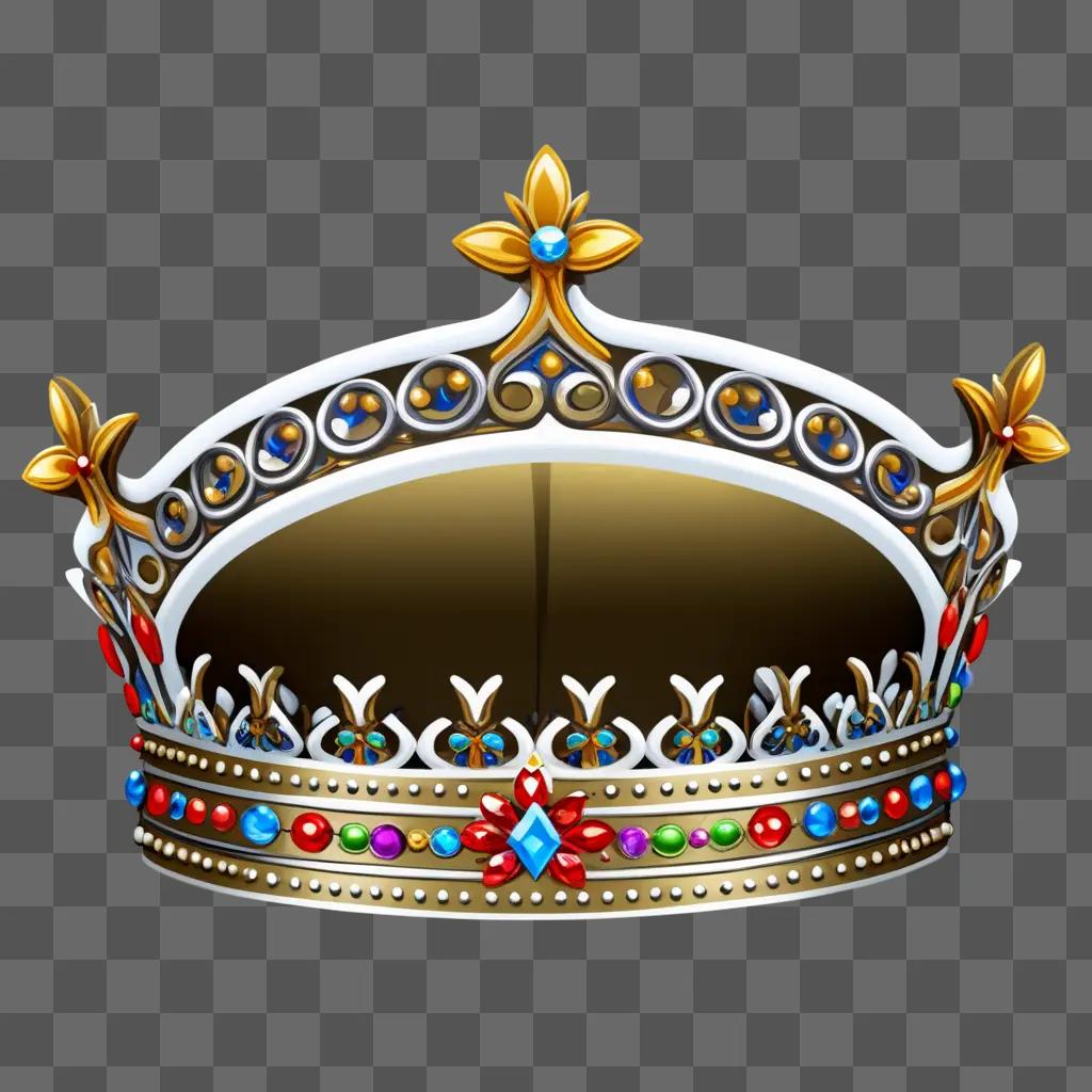 Crown with jewels and stars on a light background