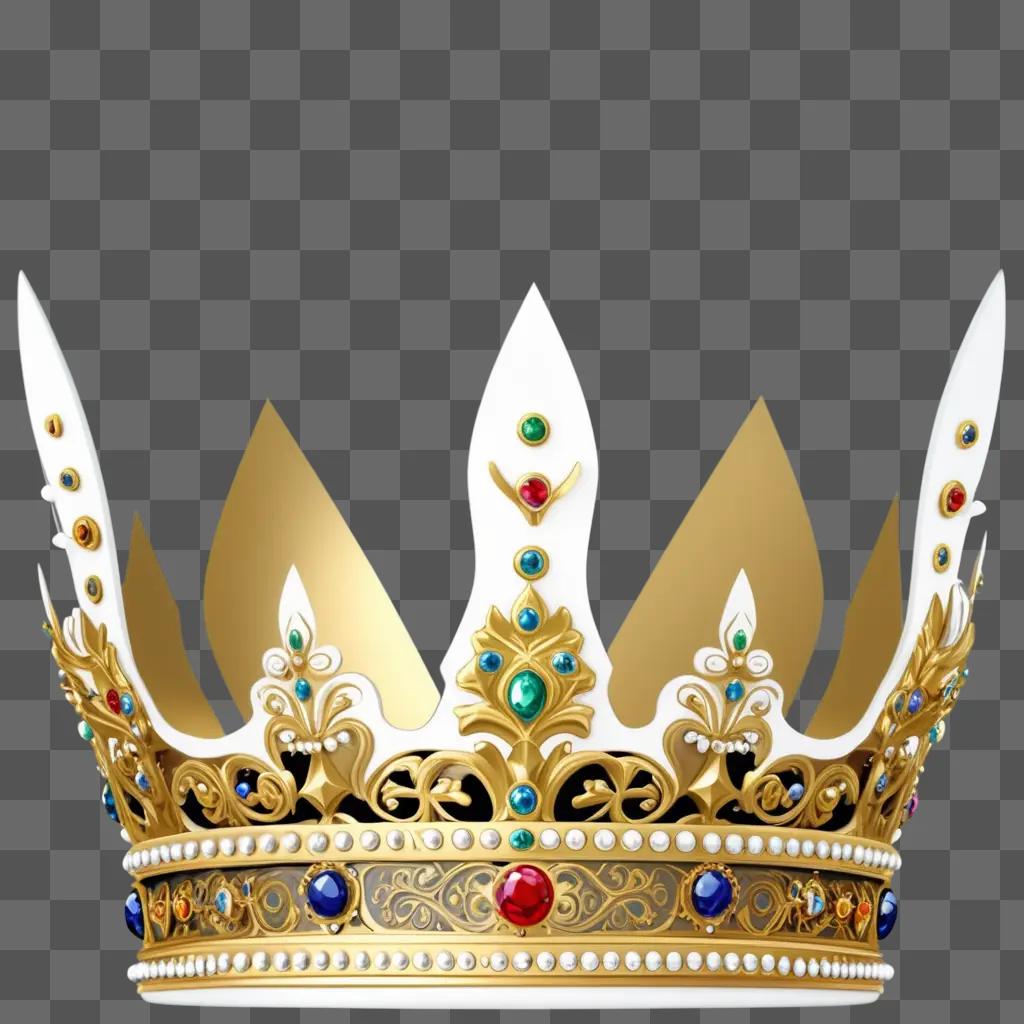 Crown with many colorful stones and pearls