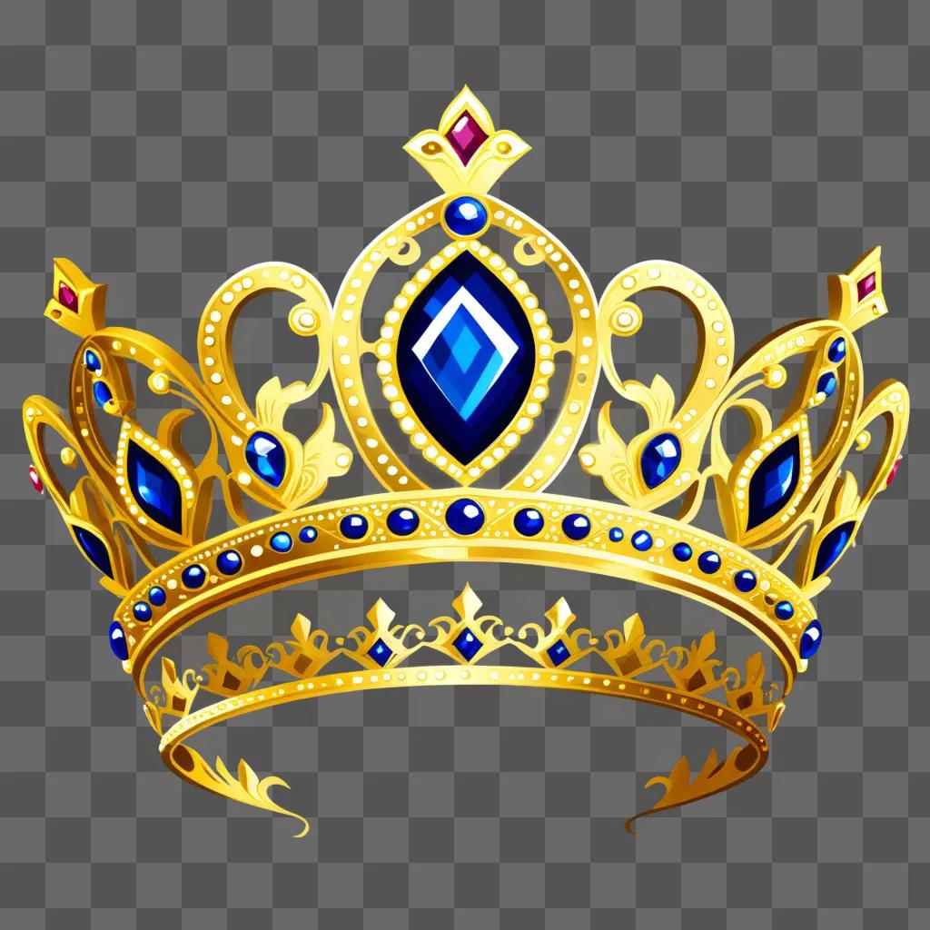 Crown with princess design in gold and blue