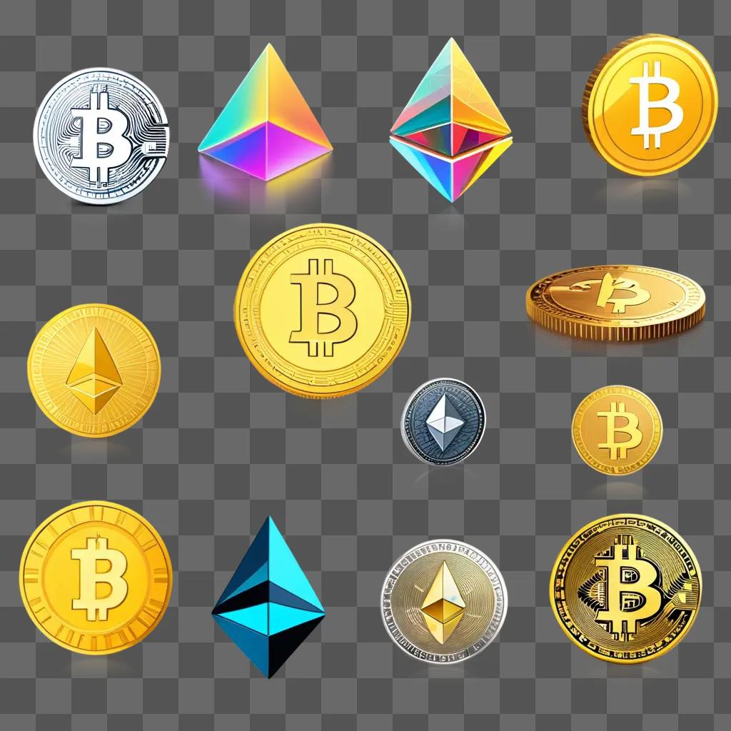 Crypto coins on a digital assets background