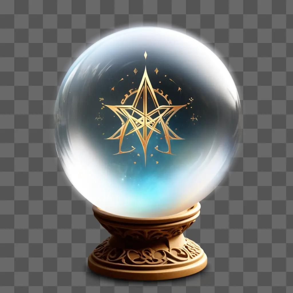 Crystal ball with gold star on it