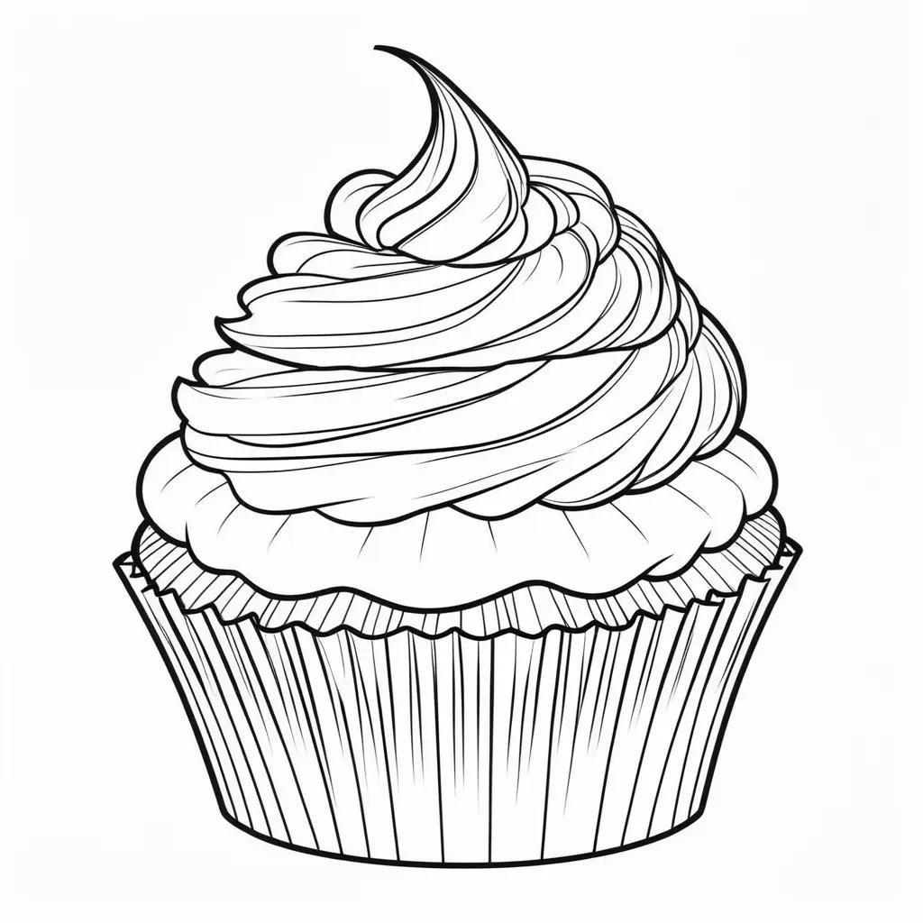 Cupcake coloring page with frosting and whipped cream