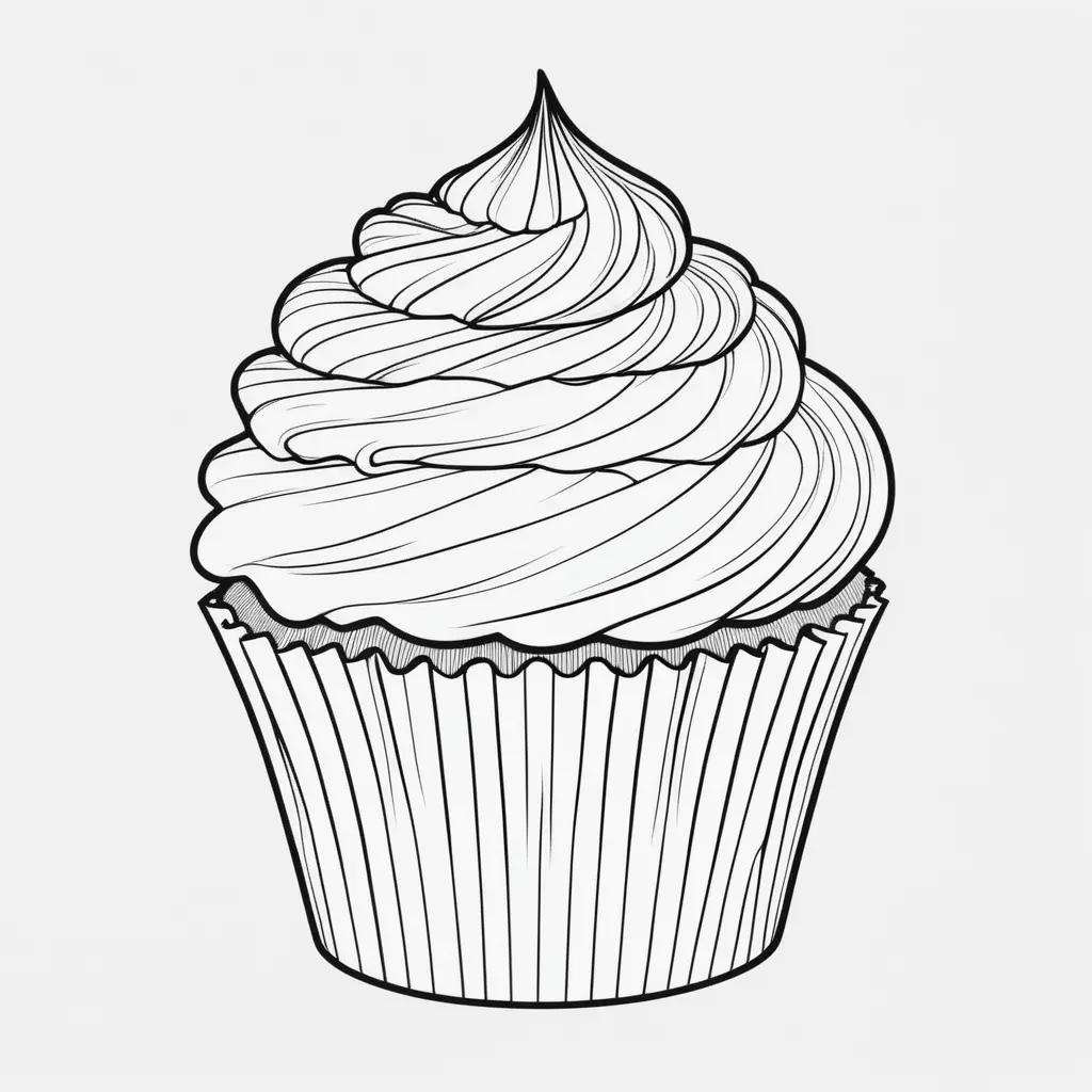 Cupcake coloring pages with a black and white design