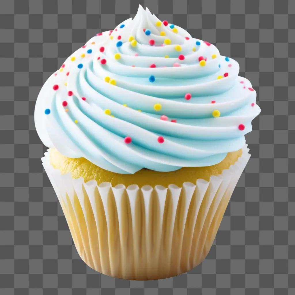 Cupcake with frosting and sprinkles on a transparent background