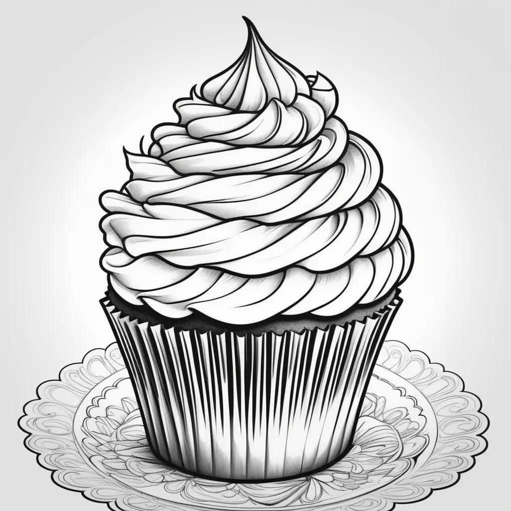 Cupcake with frosting and whipped cream on a doily