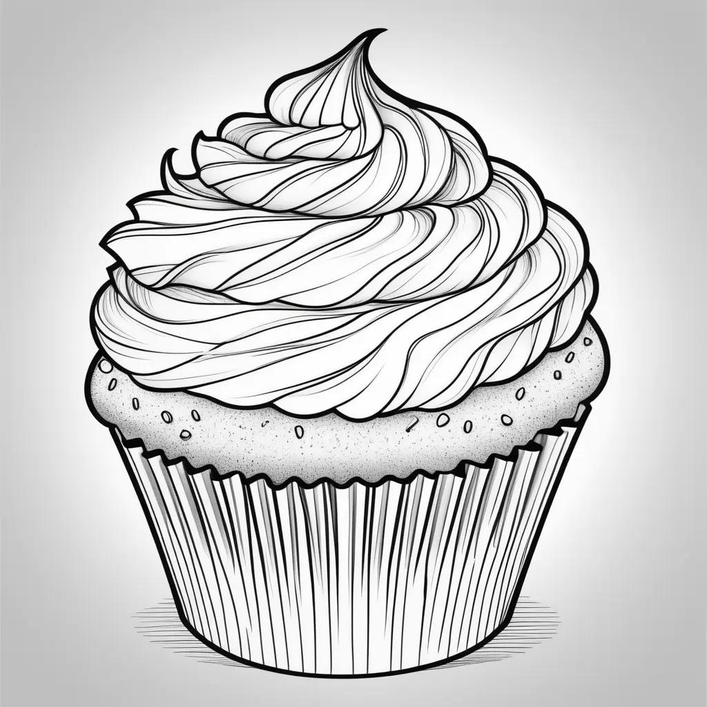 Cupcake with whipped cream coloring page