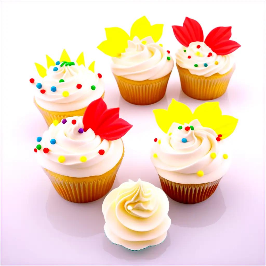 Cupcakes with frosting and colorful sprinkles in transparent display