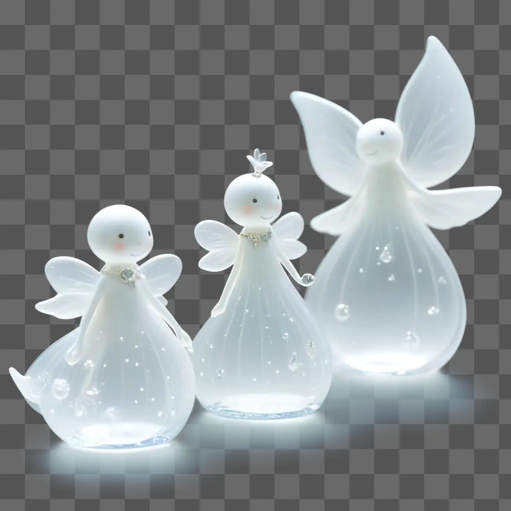 Cute, transparent figures of angels and fairies