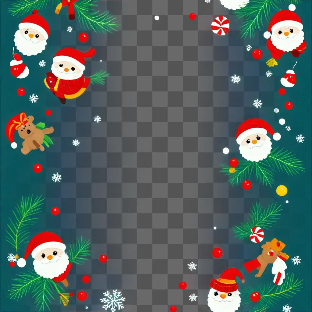 Cute Christmas background with Santa and presents