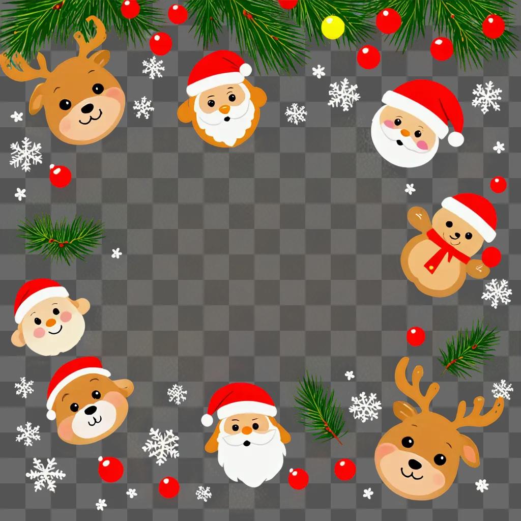 Cute Christmas background with cute animals