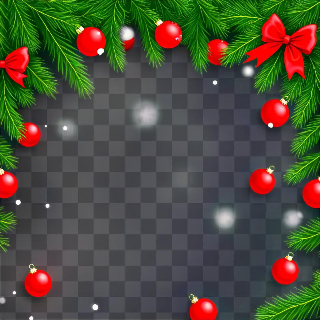 Cute Christmas background with ornaments and bows