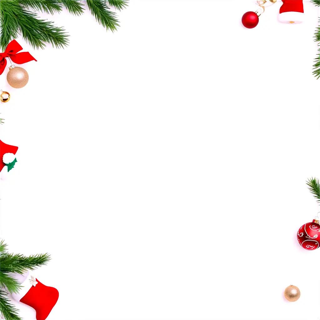 Cute Christmas background with ornaments and tree