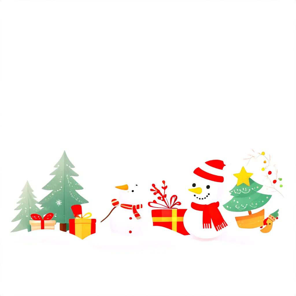 Cute Christmas background with snowman and gifts