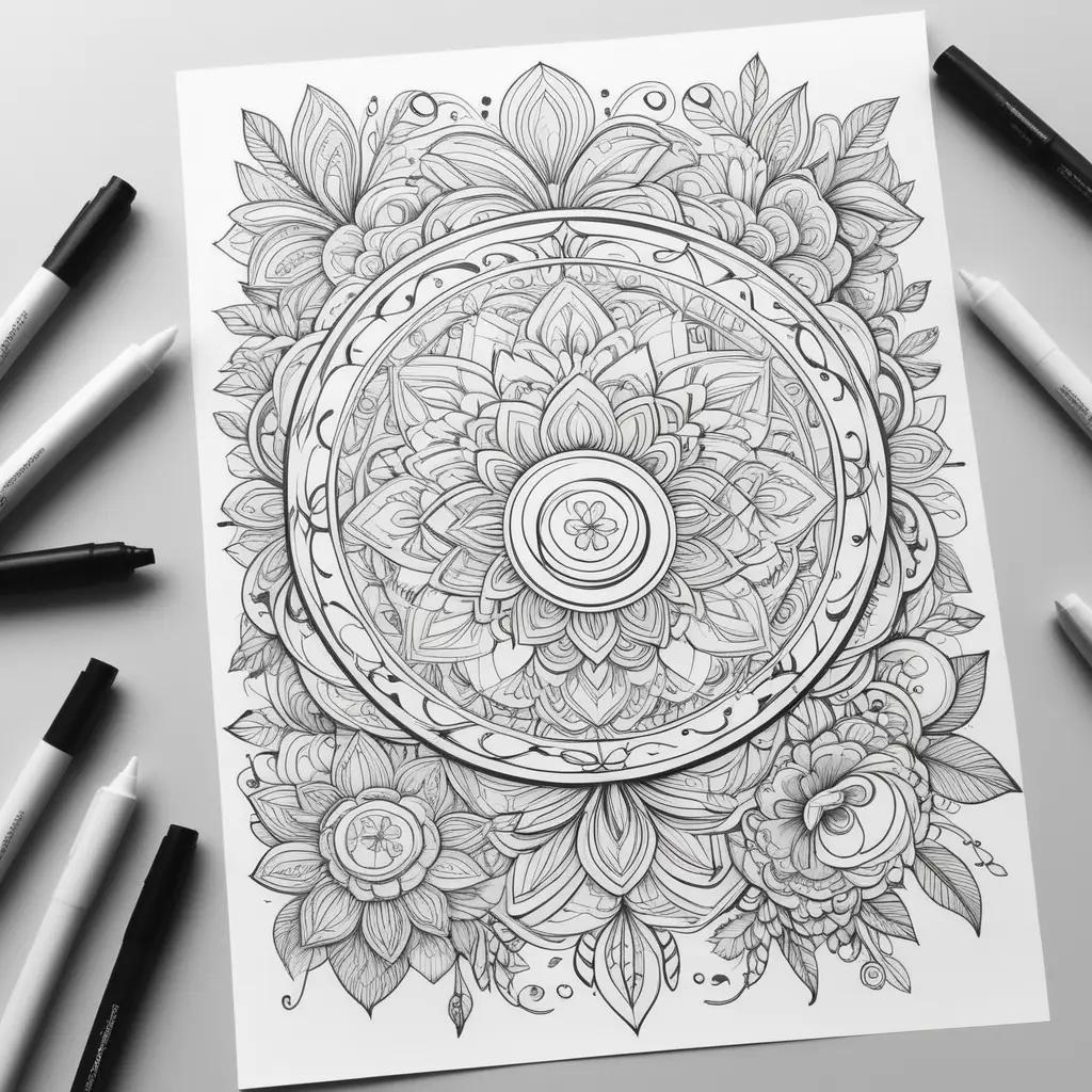 Cute Coloring Pages Show a Flower and Leaves