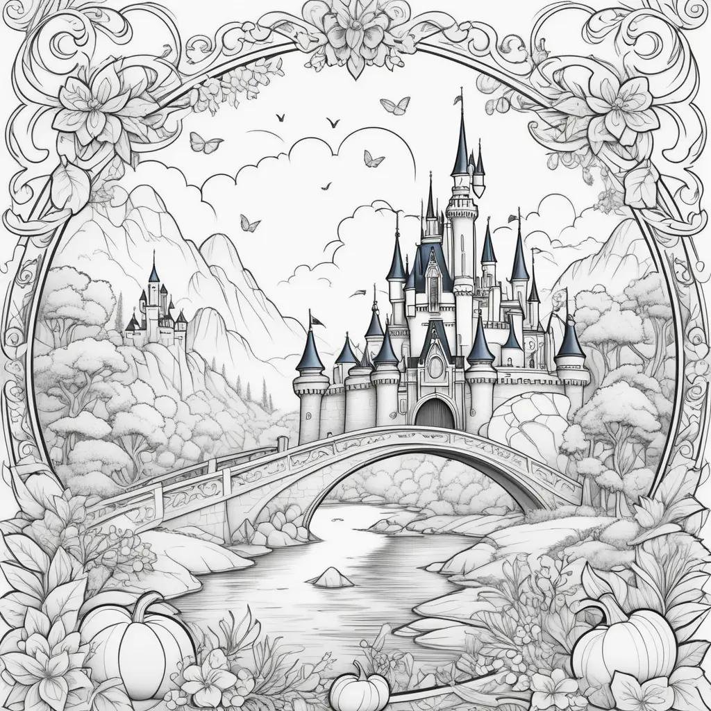 Cute Disney Coloring Pages: A Castle and Butterflies