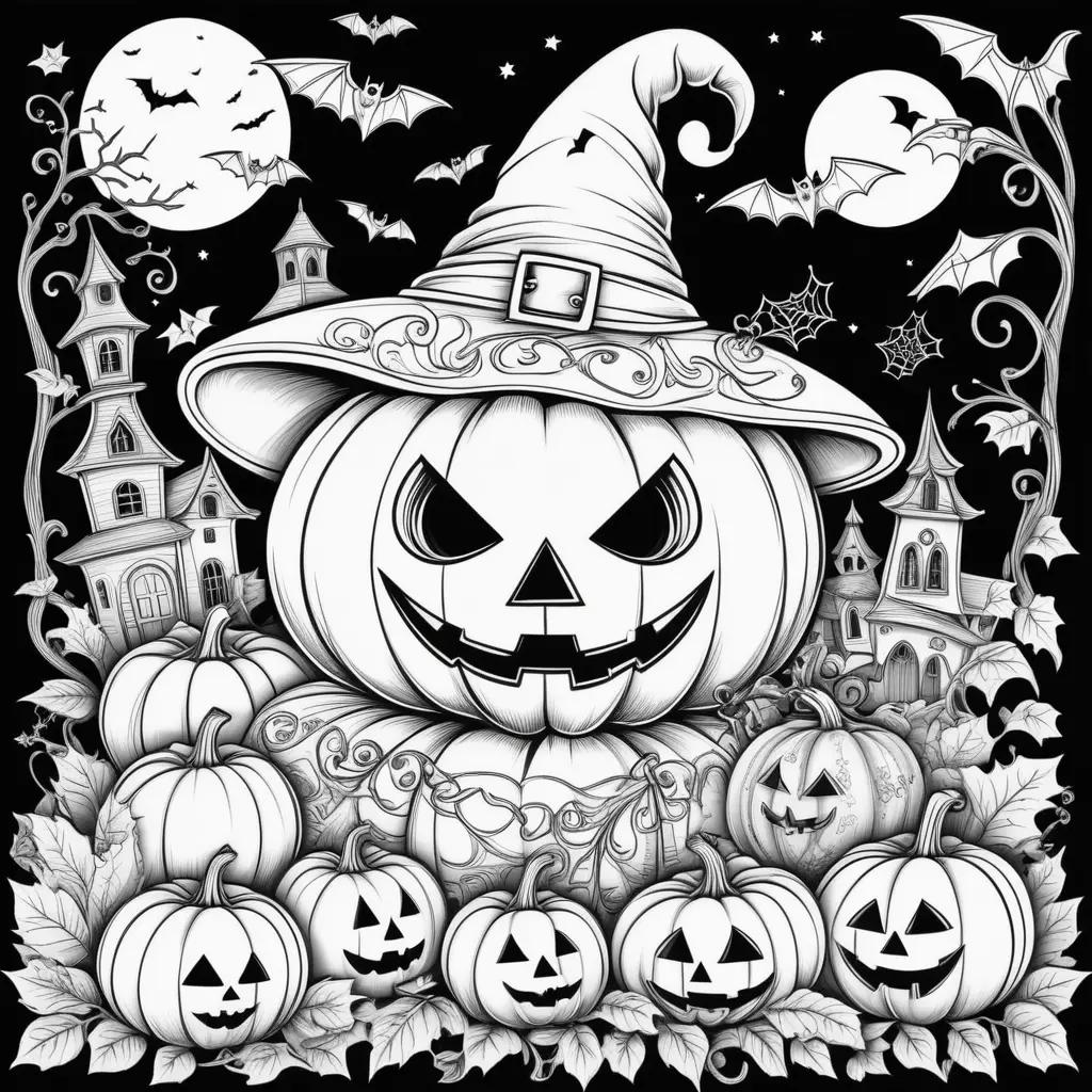 Cute Halloween Coloring Pages Featuring a Jack-o-Lantern and Ghosts